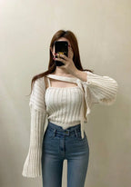 Camisole Knitted Cardigans Women Two Piece Sets 2021 Autumn Sweater Jacket Woman nowadaysfashion