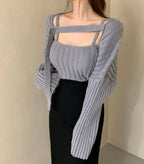 Camisole Knitted Cardigans Women Two Piece Sets 2021 Autumn Sweater Jacket Woman nowadaysfashion