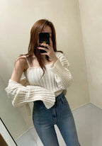 Camisole Knitted Cardigans Women Two Piece Sets 2021 Autumn Sweater Jacket Woman nowadaysfashion