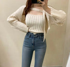 Camisole Knitted Cardigans Women Two Piece Sets 2021 Autumn Sweater Jacket Woman nowadaysfashion