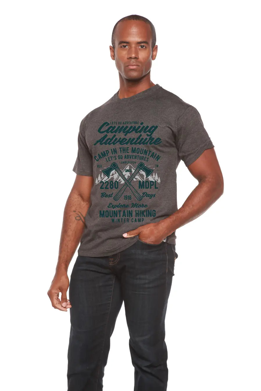 Camping Adventure Men's Bamboo Viscose/Organic Cotton Short Sleeve Graphic T-Shirt Spun Bamboo