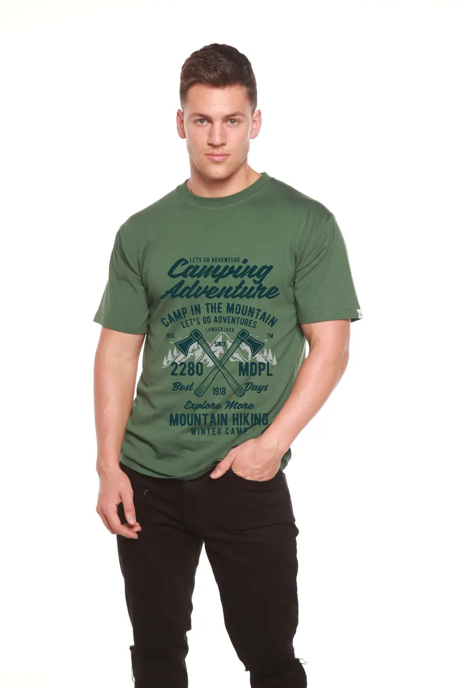 Camping Adventure Men's Bamboo Viscose/Organic Cotton Short Sleeve Graphic T-Shirt Spun Bamboo