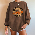 Car pattern Sweatshirts Oversized Crewneck Tops Woman Drop-shoulder Pullovers Sweatshirts nowadaysfashion