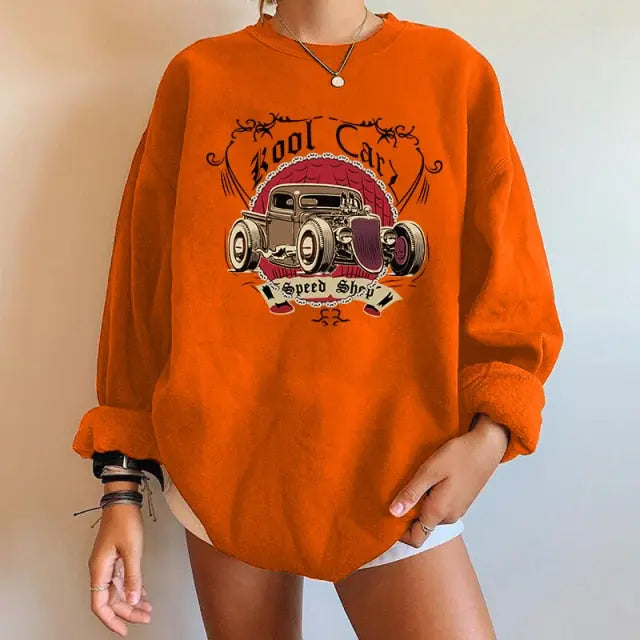 Car Print Sweartshirts Long Sleeve Swearshirts Streetwear Vintage Tops nowadaysfashion