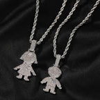 Cartoon Diamond Couple Pendant Necklace nowadaysfashion