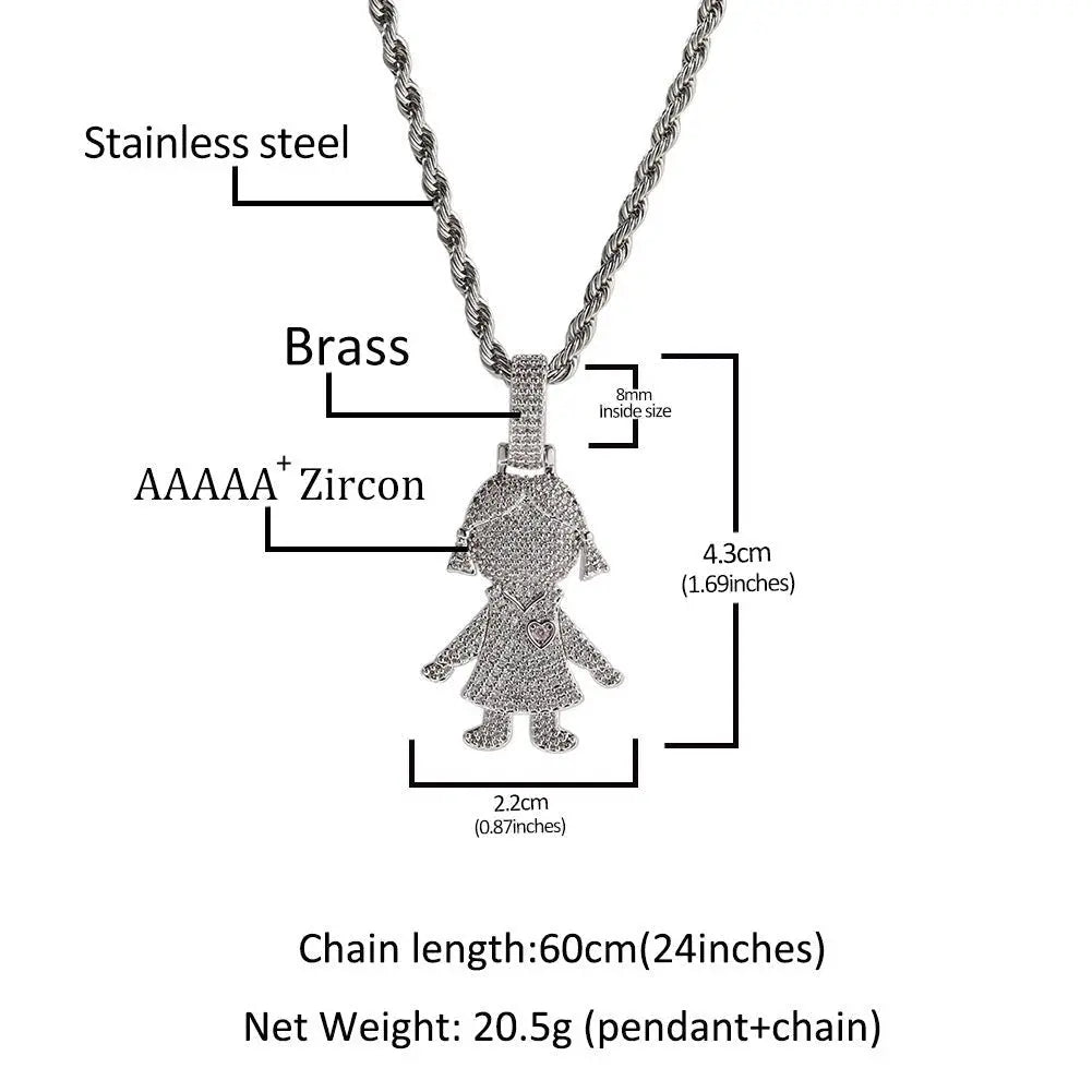 Cartoon Diamond Couple Pendant Necklace - Blade & Thread