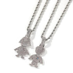 Cartoon Diamond Couple Pendant Necklace nowadaysfashion