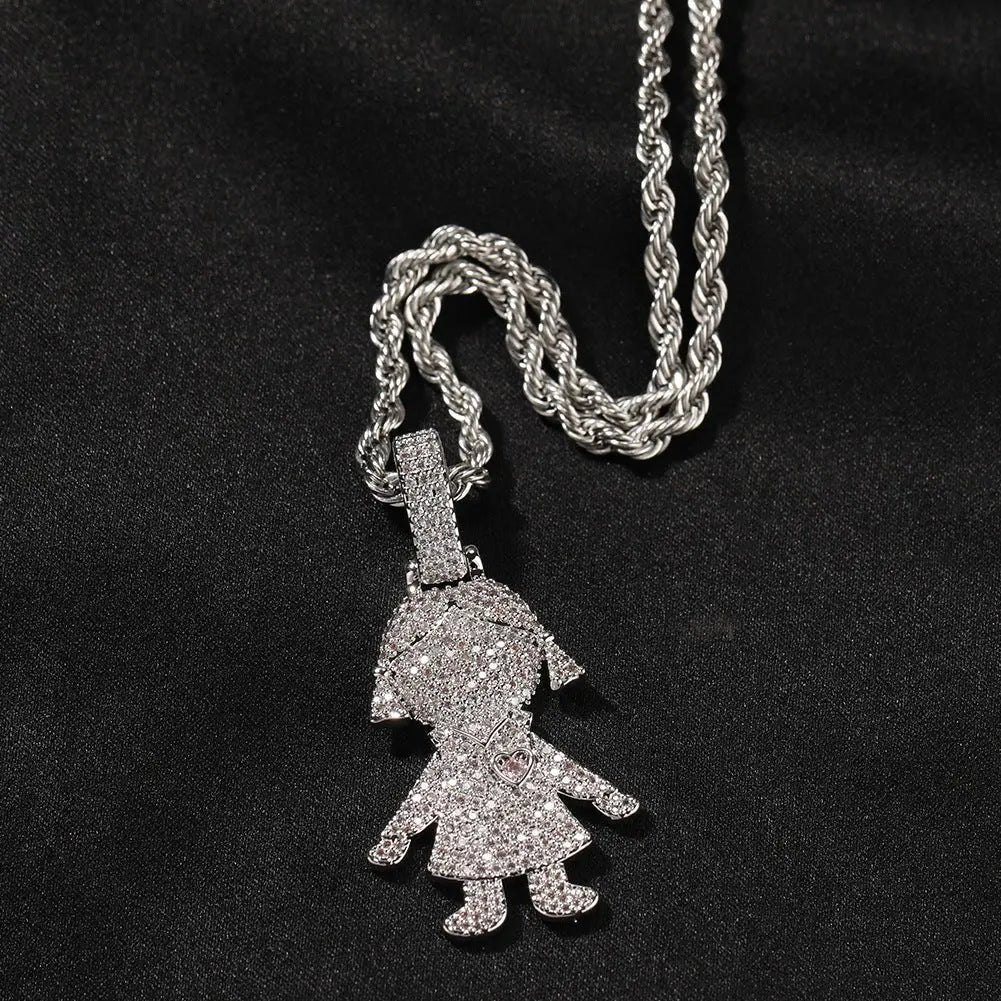 Cartoon Diamond Couple Pendant Necklace - Blade & Thread