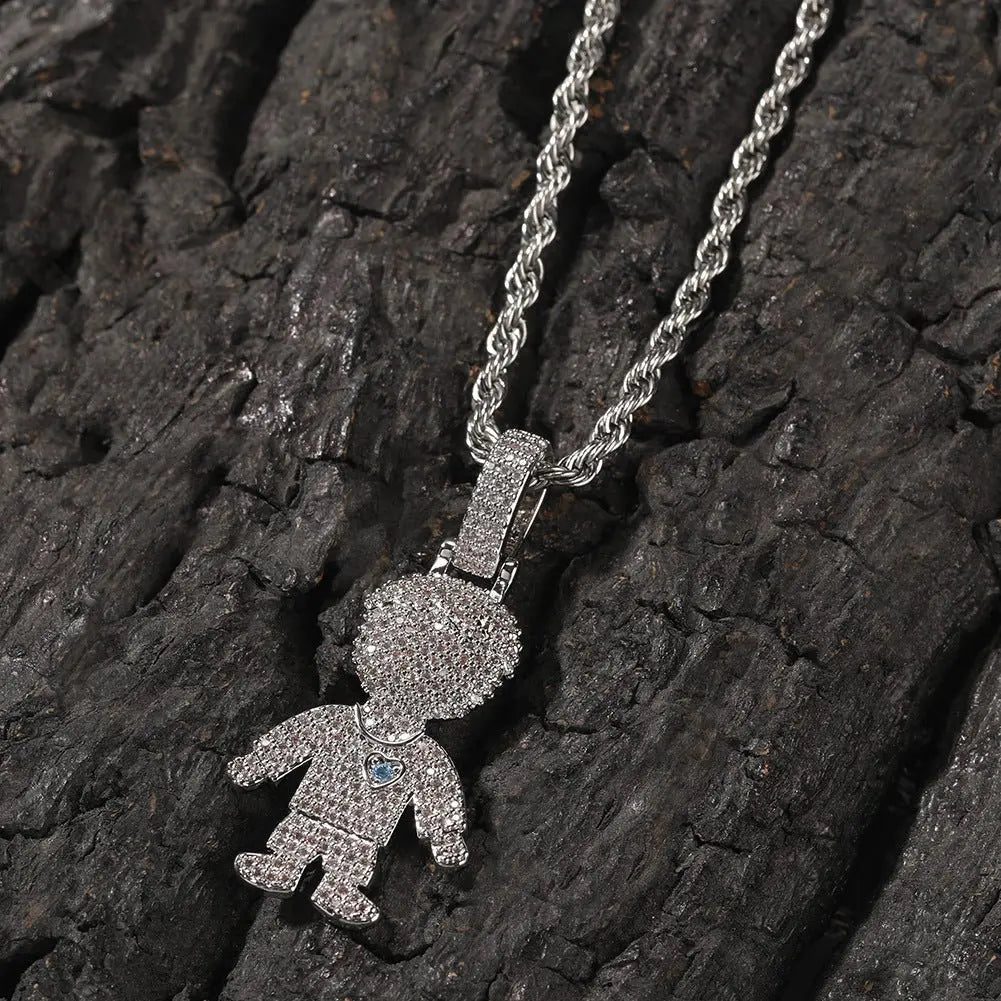 Cartoon Diamond Couple Pendant Necklace - Blade & Thread