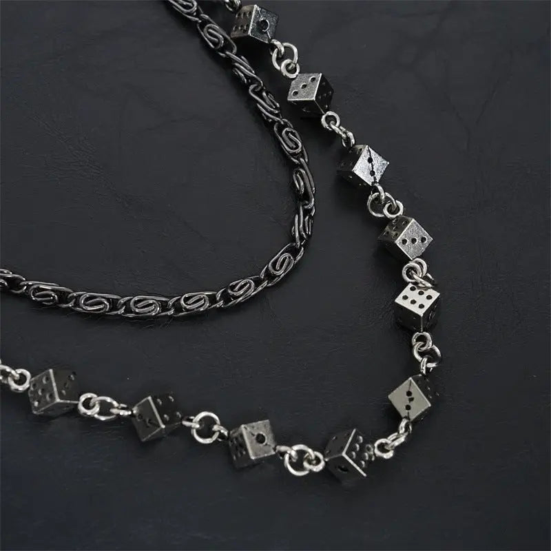 Carved leather dice vintage double-layer trouser chain waist chain - Blade & Thread
