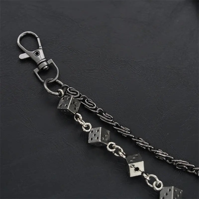 Carved leather dice vintage double-layer trouser chain waist chain - Blade & Thread