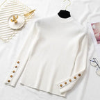 casual autumn winter women thick sweater pullovers long sleeve button o-neck nowadaysfashion