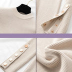 casual autumn winter women thick sweater pullovers long sleeve button o-neck nowadaysfashion
