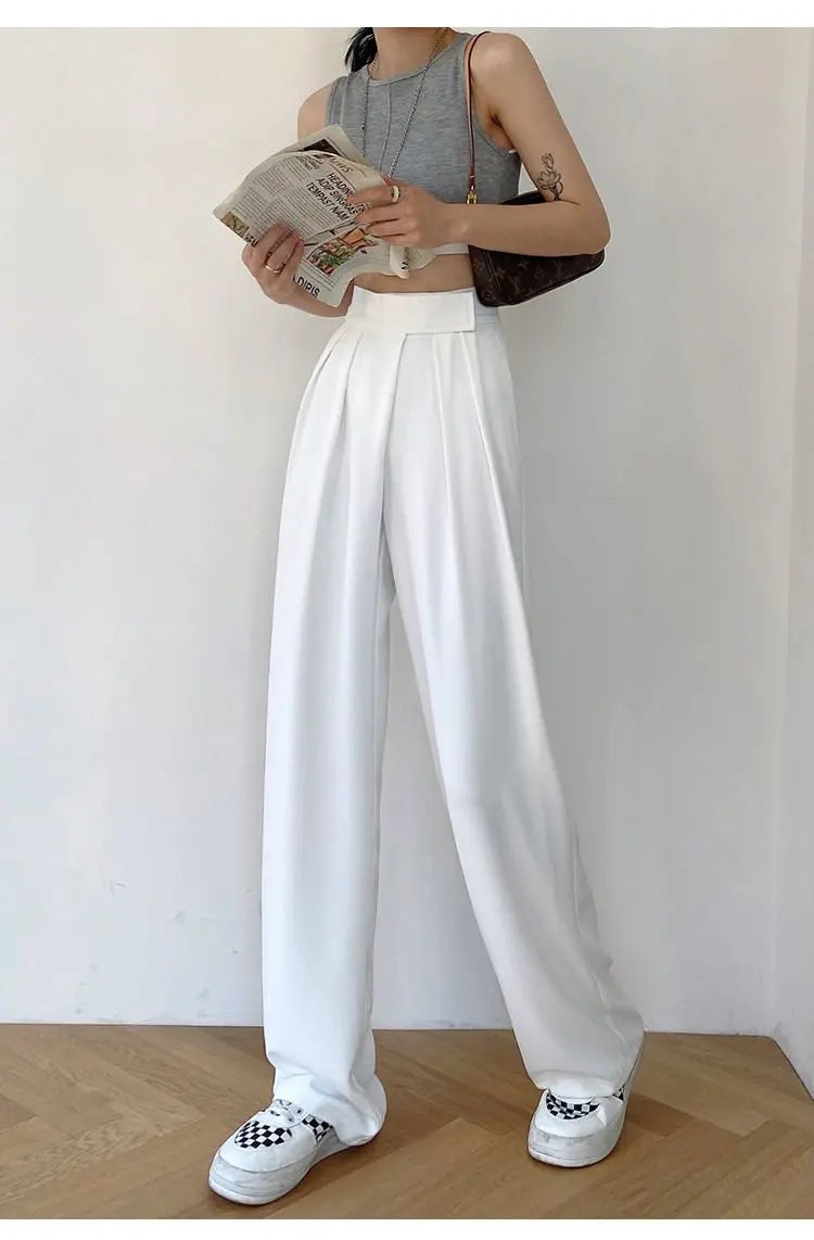 Casual Baggy Trousers Women Summer High-Waist Pants Loose Straight Mopping Pants nowadaysfashion