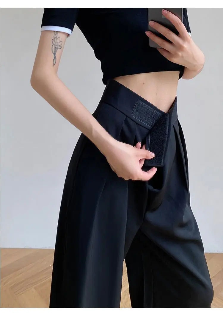 Casual Baggy Trousers Women Summer High-Waist Pants Loose Straight Mopping Pants - Blade & Thread