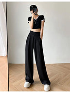 Casual Baggy Trousers Women Summer High-Waist Pants Loose Straight Mopping Pants nowadaysfashion