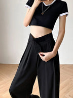 Casual Baggy Trousers Women Summer High-Waist Pants Loose Straight Mopping Pants nowadaysfashion