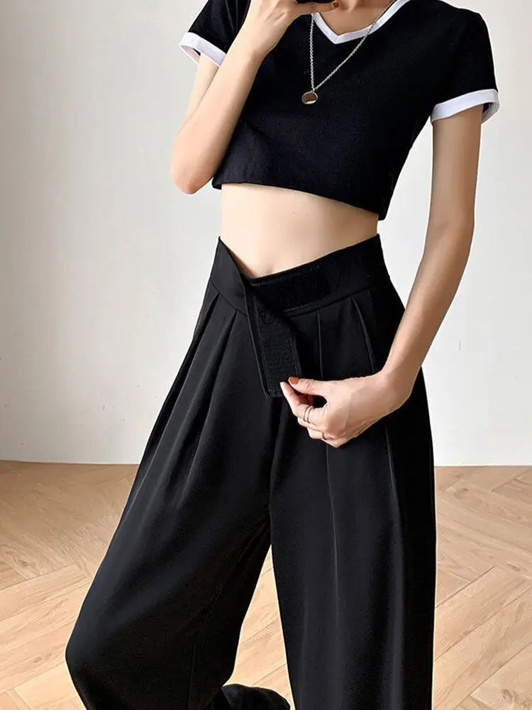 Casual Baggy Trousers Women Summer High-Waist Pants Loose Straight Mopping Pants - Blade & Thread