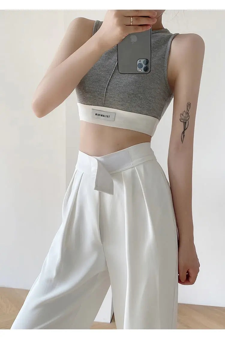 Casual Baggy Trousers Women Summer High-Waist Pants Loose Straight Mopping Pants - Blade & Thread