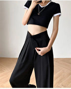 Casual Baggy Trousers Women Summer High-Waist Pants Loose Straight Mopping Pants nowadaysfashion