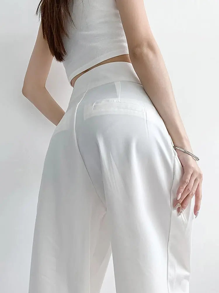 Casual Baggy Trousers Women Summer High-Waist Pants Loose Straight Mopping Pants - Blade & Thread