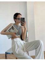 Casual Baggy Trousers Women Summer High-Waist Pants Loose Straight Mopping Pants nowadaysfashion
