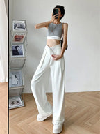 Casual Baggy Trousers Women Summer High-Waist Pants Loose Straight Mopping Pants nowadaysfashion