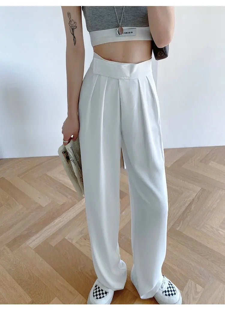 Casual Baggy Trousers Women Summer High-Waist Pants Loose Straight Mopping Pants nowadaysfashion