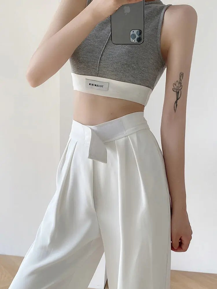 Casual Baggy Trousers Women Summer High-Waist Pants Loose Straight Mopping Pants - Blade & Thread