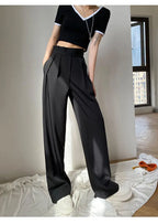 Casual Baggy Trousers Women Summer High-Waist Pants Loose Straight Mopping Pants nowadaysfashion