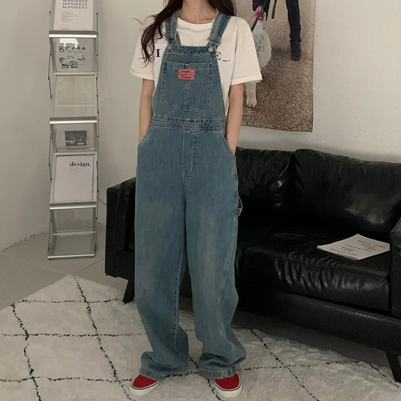 Casual Denim Jumpsuits Women Loose Overalls Baggy Wide Leg Rompers - Blade & Thread