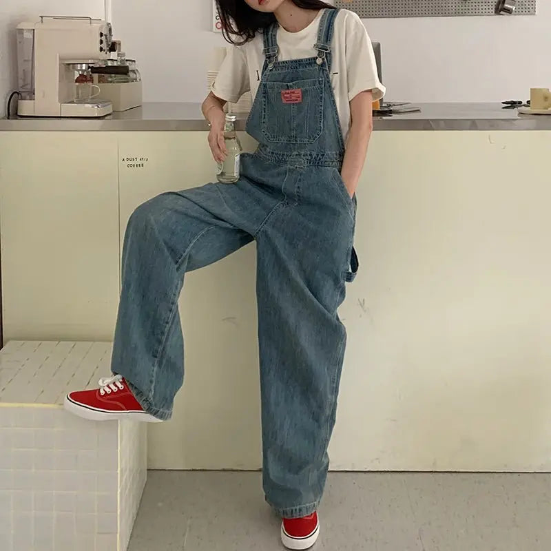 Casual Denim Jumpsuits Women Loose Overalls Baggy Wide Leg Rompers nowadaysfashion