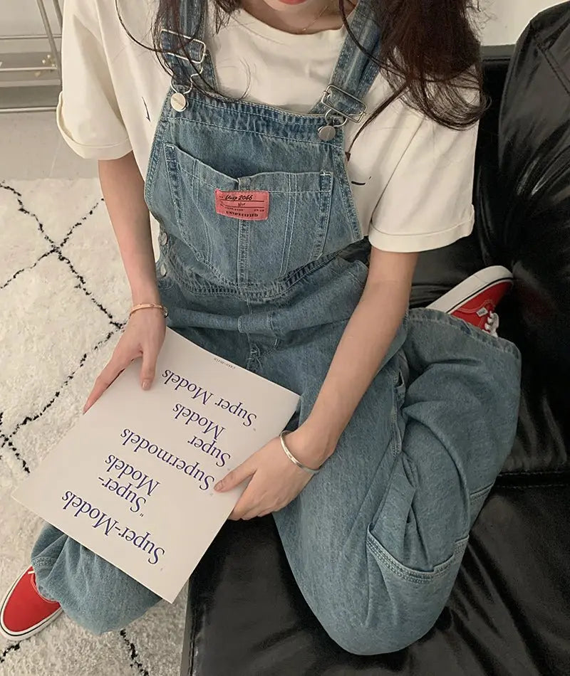 Casual Denim Jumpsuits Women Loose Overalls Baggy Wide Leg Rompers - Blade & Thread