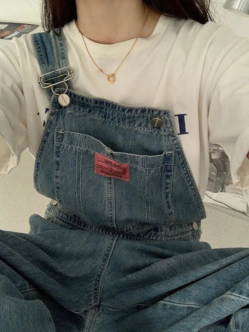 Casual Denim Jumpsuits Women Loose Overalls Baggy Wide Leg Rompers - Blade & Thread