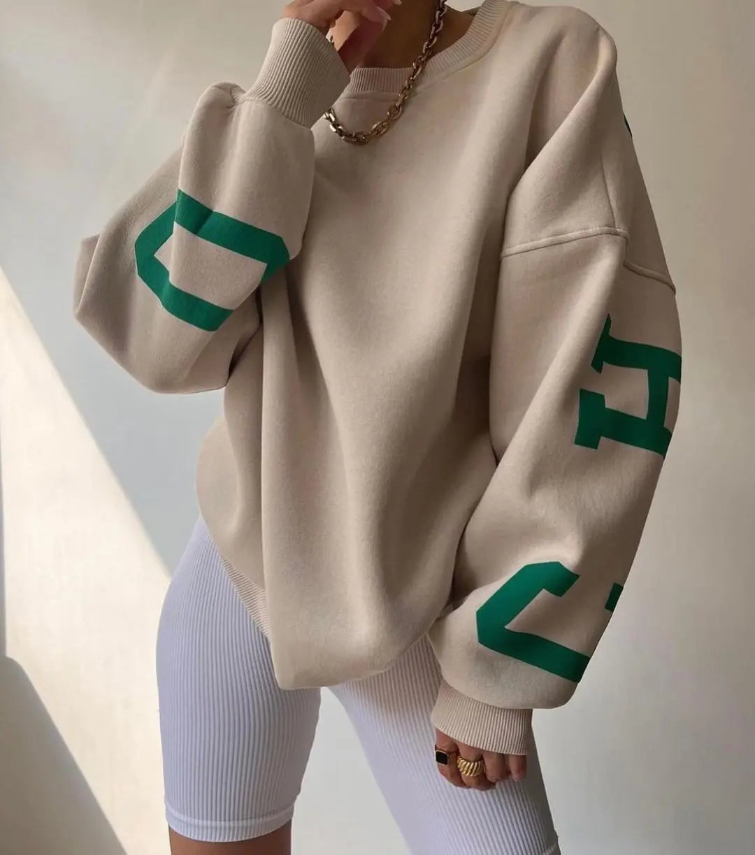 Casual Letters Print Sweatshirt Women Long Sleeve Loose Hoodies Y2k Streetwear - Blade & Thread