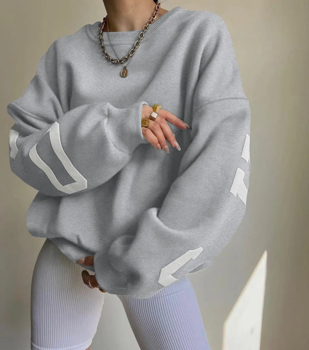 Casual Letters Print Sweatshirt Women Long Sleeve Loose Hoodies Y2k Streetwear - Blade & Thread