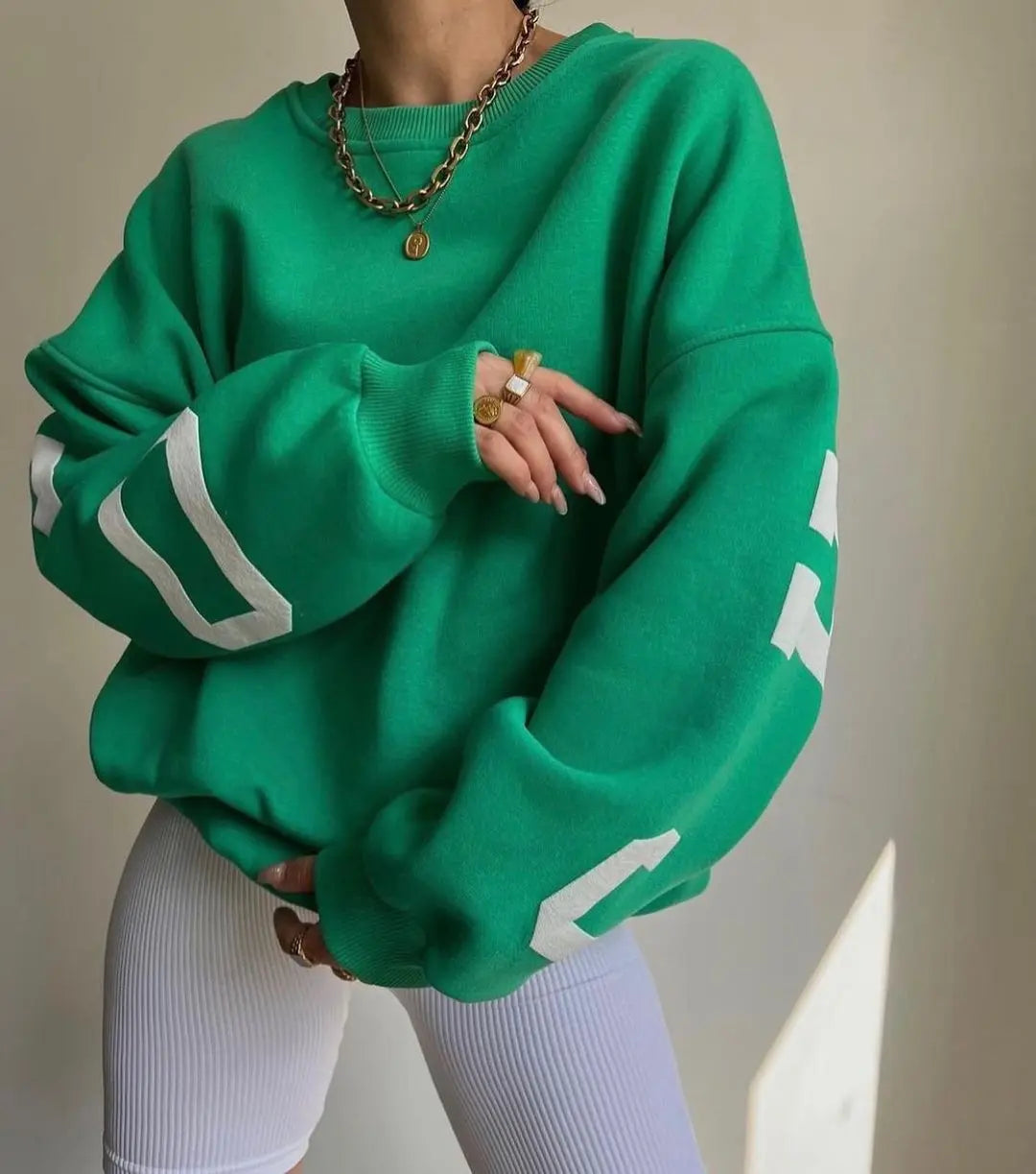 Casual Letters Print Sweatshirt Women Long Sleeve Loose Hoodies Y2k Streetwear - Blade & Thread