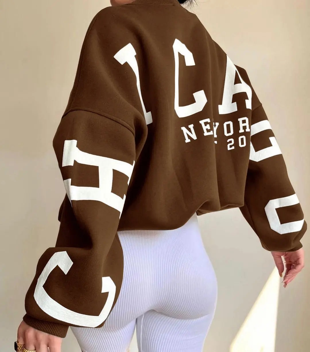 Casual Letters Print Sweatshirt Women Long Sleeve Loose Hoodies Y2k Streetwear - Blade & Thread