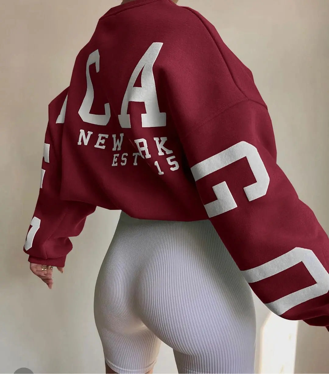 Casual Letters Print Sweatshirt Women Long Sleeve Loose Hoodies Y2k Streetwear - Blade & Thread