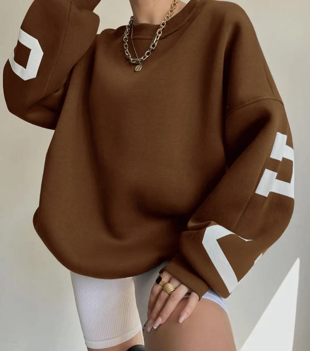 Casual Letters Print Sweatshirt Women Long Sleeve Loose Hoodies Y2k Streetwear - Blade & Thread