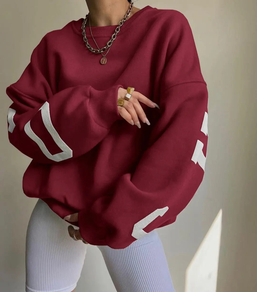 Casual Letters Print Sweatshirt Women Long Sleeve Loose Hoodies Y2k Streetwear - Blade & Thread