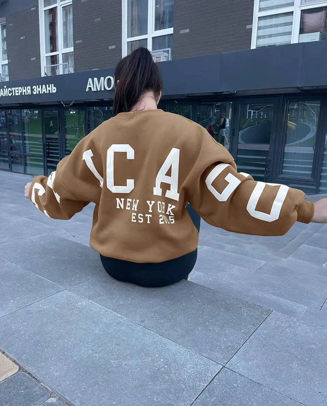 Casual Letters Print Sweatshirt Women Long Sleeve Loose Hoodies Y2k Streetwear - Blade & Thread