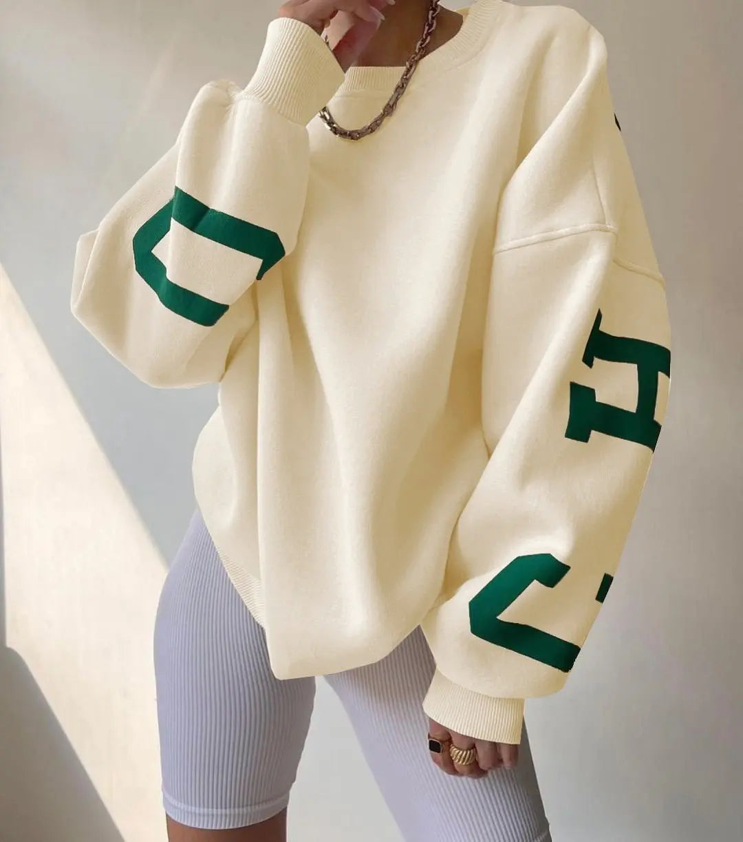Casual Letters Print Sweatshirt Women Long Sleeve Loose Hoodies Y2k Streetwear - Blade & Thread