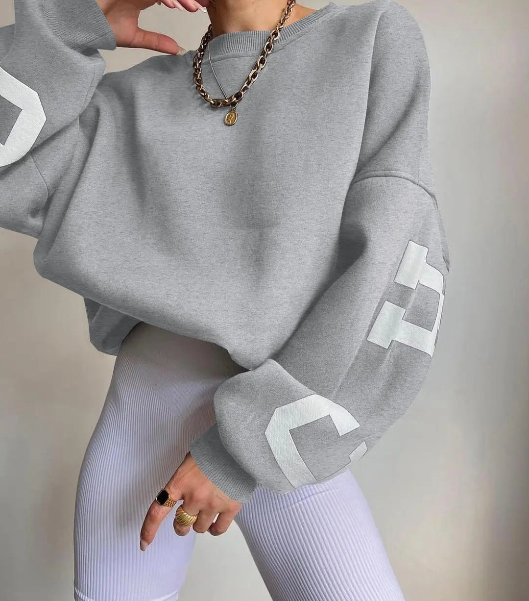 Casual Letters Print Sweatshirt Women Long Sleeve Loose Hoodies Y2k Streetwear - Blade & Thread