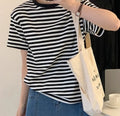 Casual O-neck Women Striped T-shirts  Spring Summer Short Sleeve Loose Female Tops nowadaysfashion