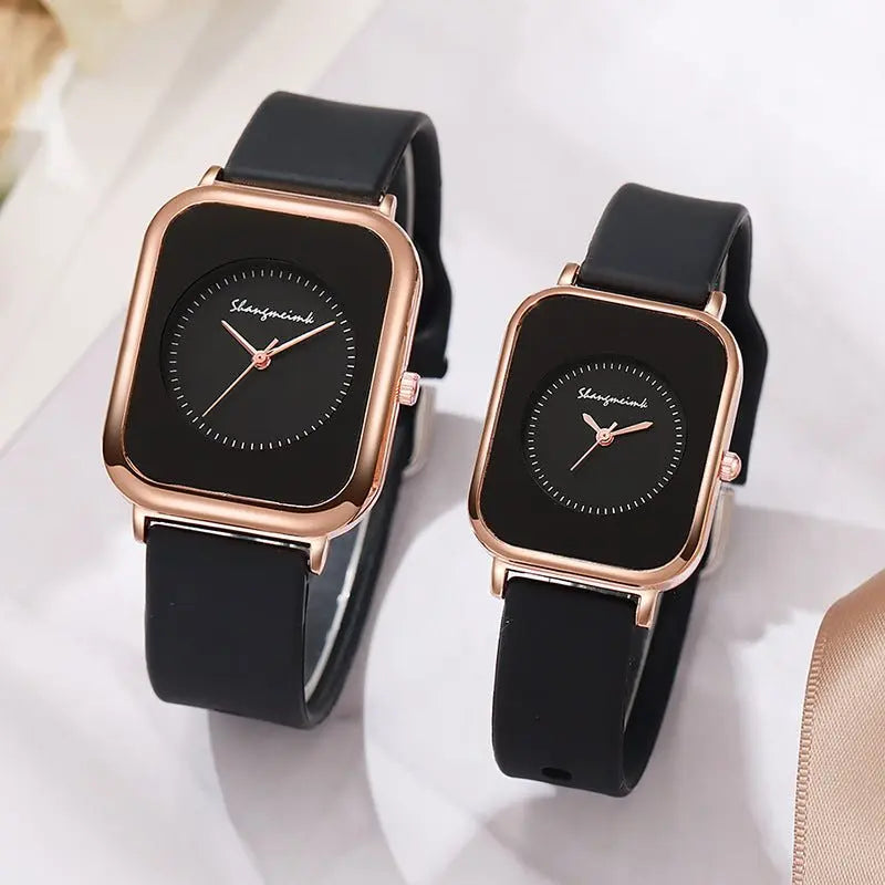 Casual square-shaped, elegant quartz silicone strap student watches. - Blade & Thread