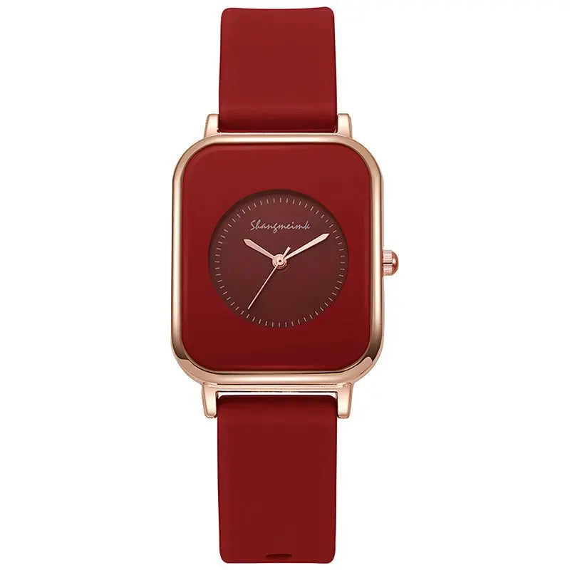 Casual square-shaped, elegant quartz silicone strap student watches. - Blade & Thread