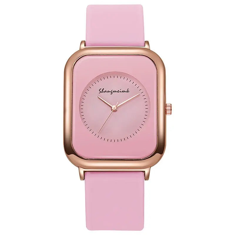 Casual square-shaped, elegant quartz silicone strap student watches. - Blade & Thread
