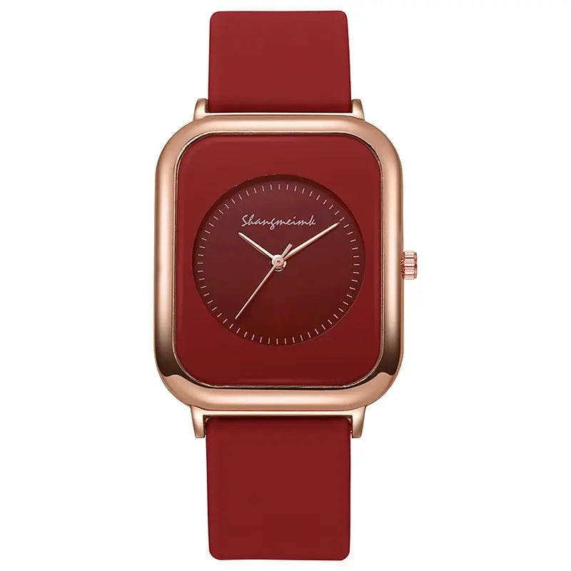 Casual square-shaped, elegant quartz silicone strap student watches. nowadaysfashion