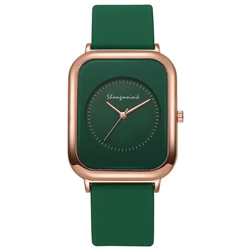Casual square-shaped, elegant quartz silicone strap student watches. - Blade & Thread